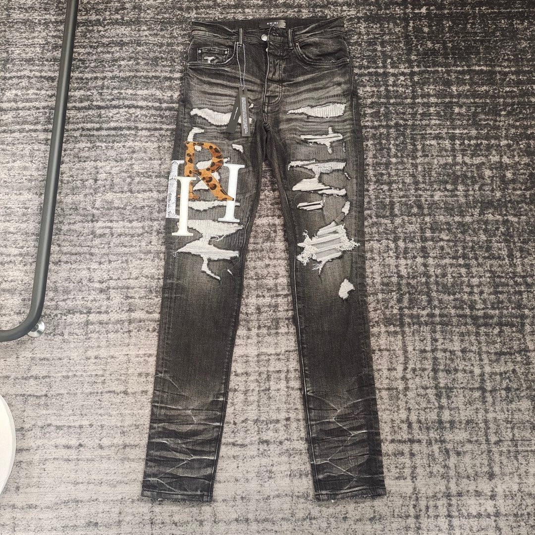 HEAVY DISTRESSED PATCHWORK SKINNY JEANS