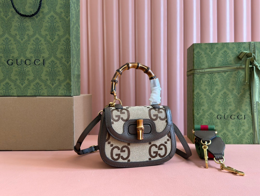BAMBOO HANDLE MINI MONOGRAM CROSSBODY BAG