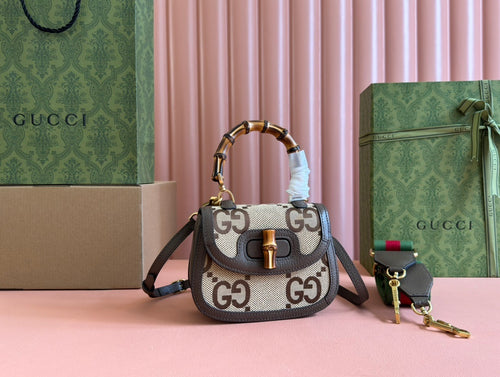 BAMBOO HANDLE MINI MONOGRAM CROSSBODY BAG