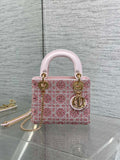 PINK EMBELLISHED MINI TOP-HANDLE BAG WITH CHAIN STRAP