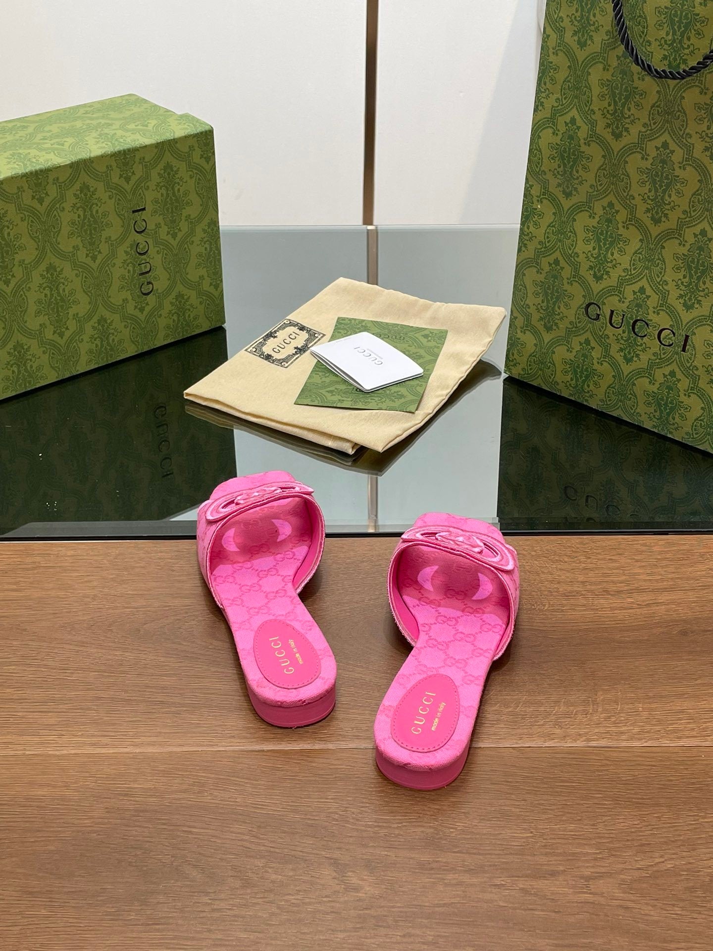 PINK EMBOSSED LOGO SLIDES