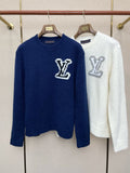 SOFT KNIT CREWNECK SWEATER WITH CONTRAST LETTER DETAIL