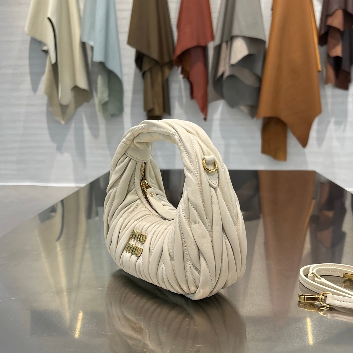 IVORY CREAM MATELASSÉ MINI HOBO BAG