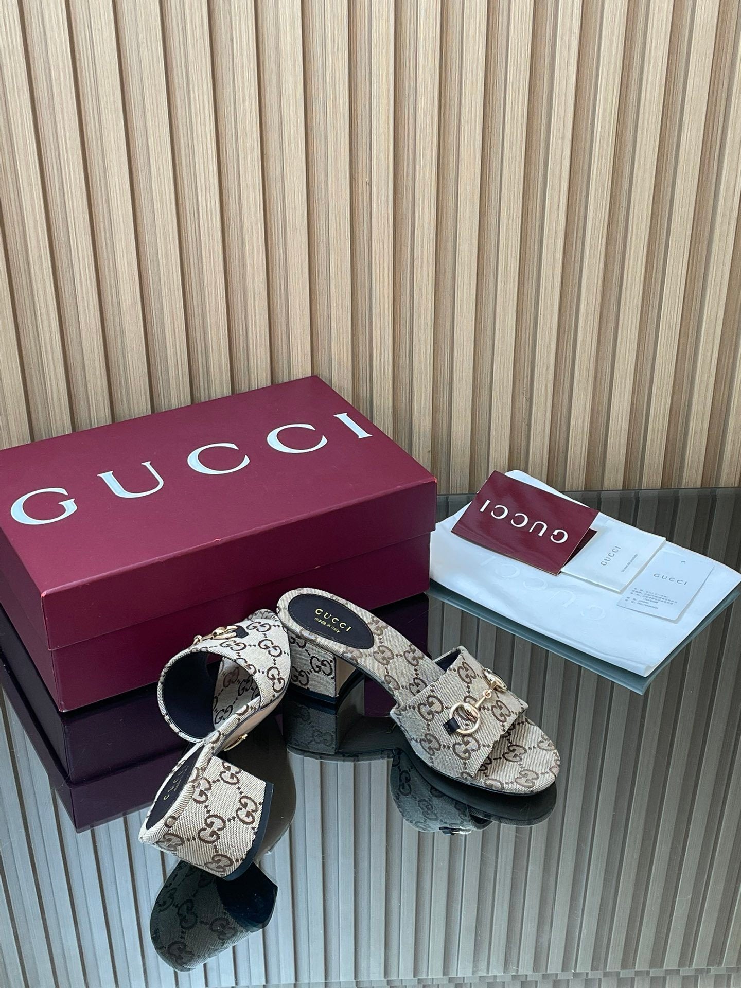 MONOGRAM CANVAS HORSEBIT LOW HEEL MULES