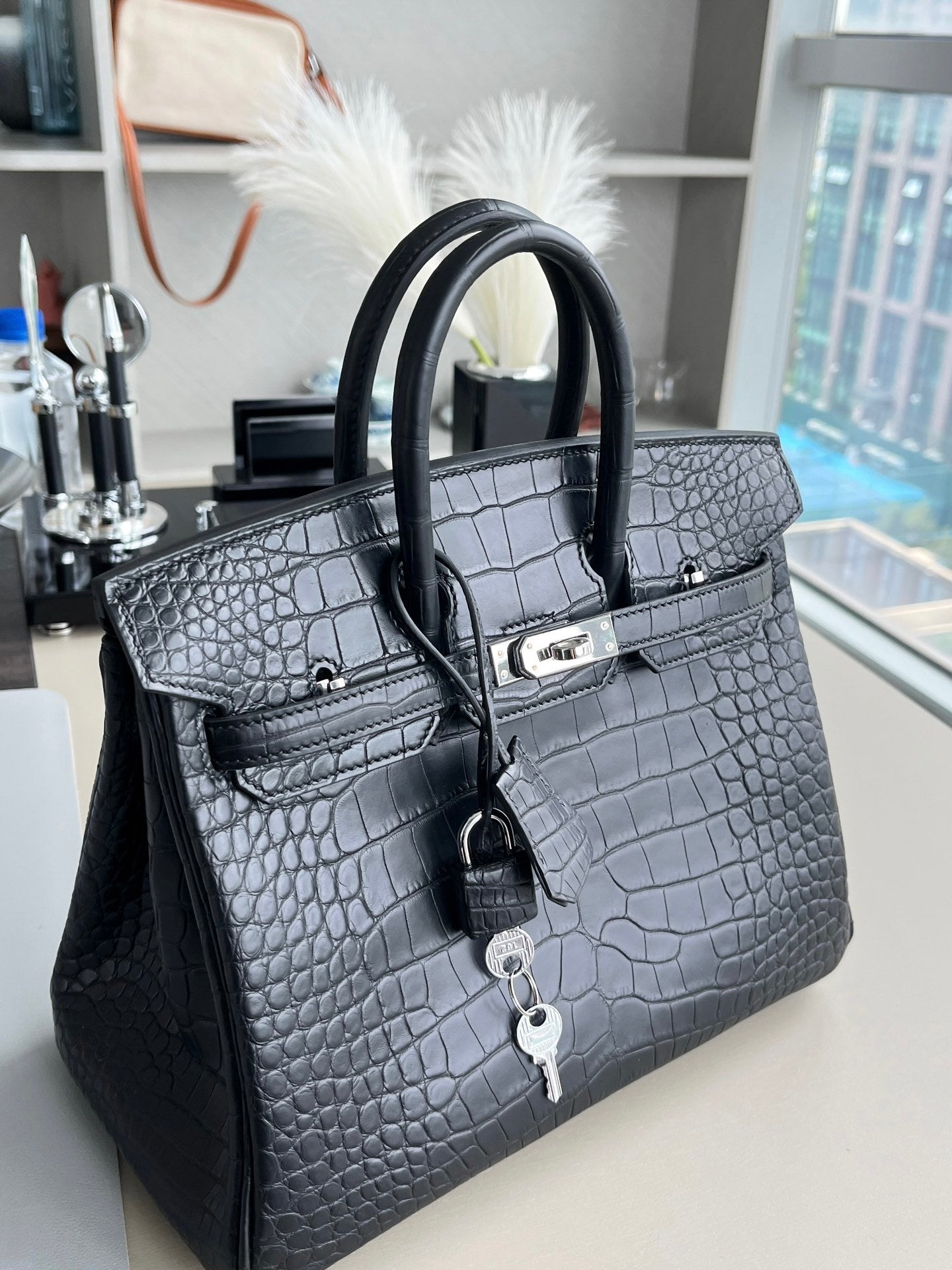 MIDNIGHT CROCODILE LUXURY TOTE