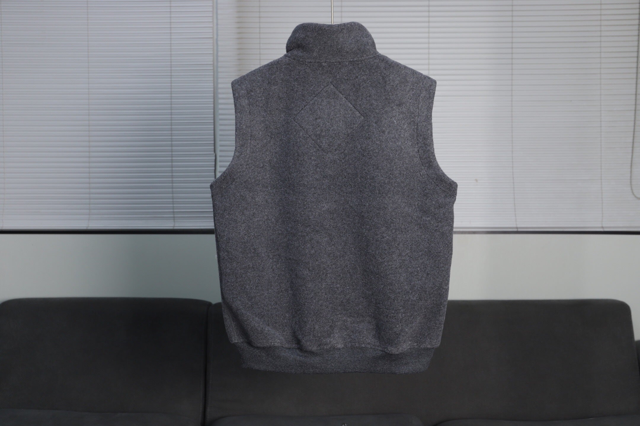 DARK GREY ZIP-UP WOOL BLEND VEST