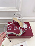 SILVER TRANSPARENT STRAPPY HEEL SANDALS