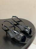 PATENT STRAP SLINGBACK SANDALS – BLACK
