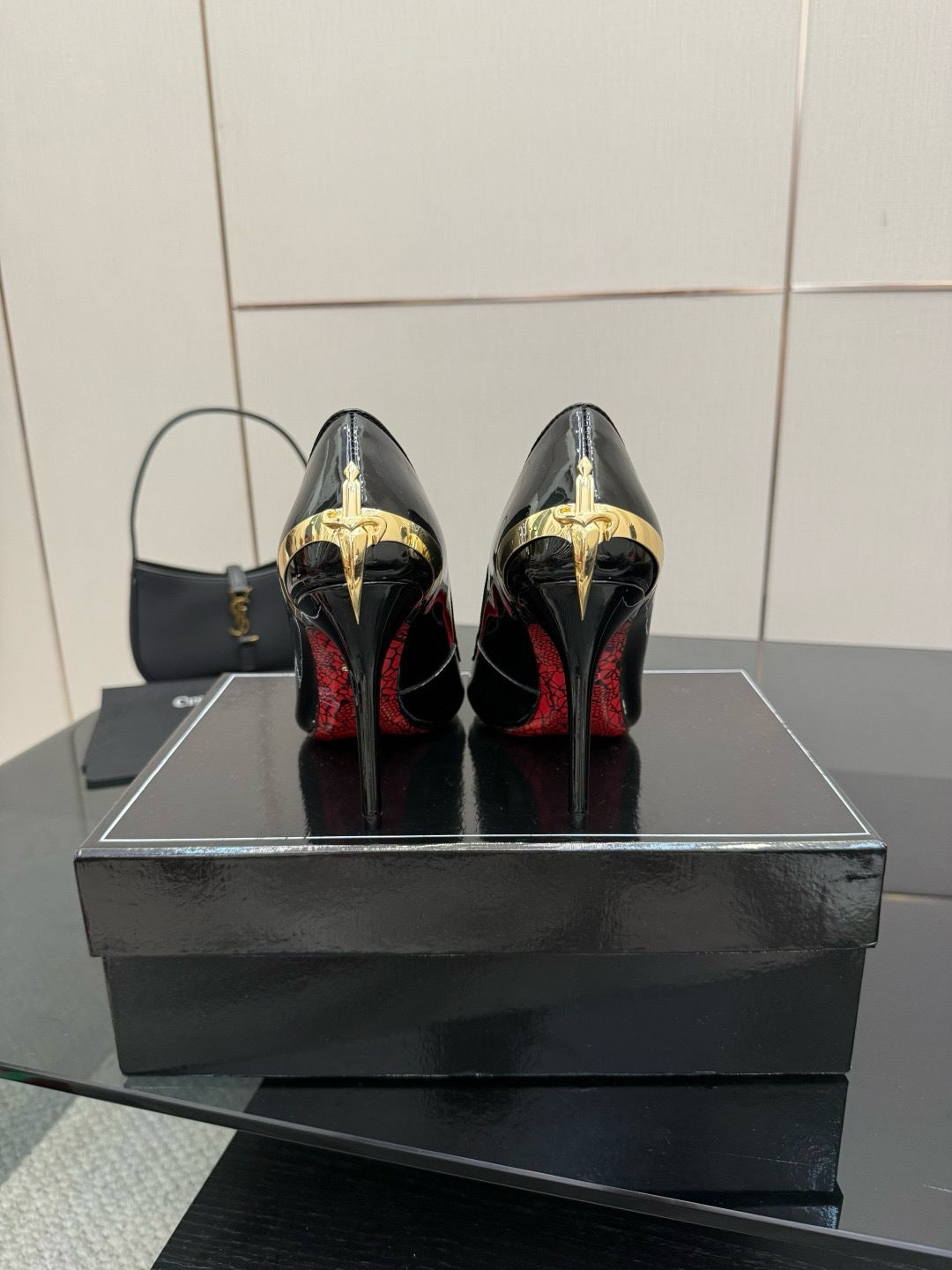 PATENT BLACK DAGGER PUMPS – LUXURY STILETTO EDITION