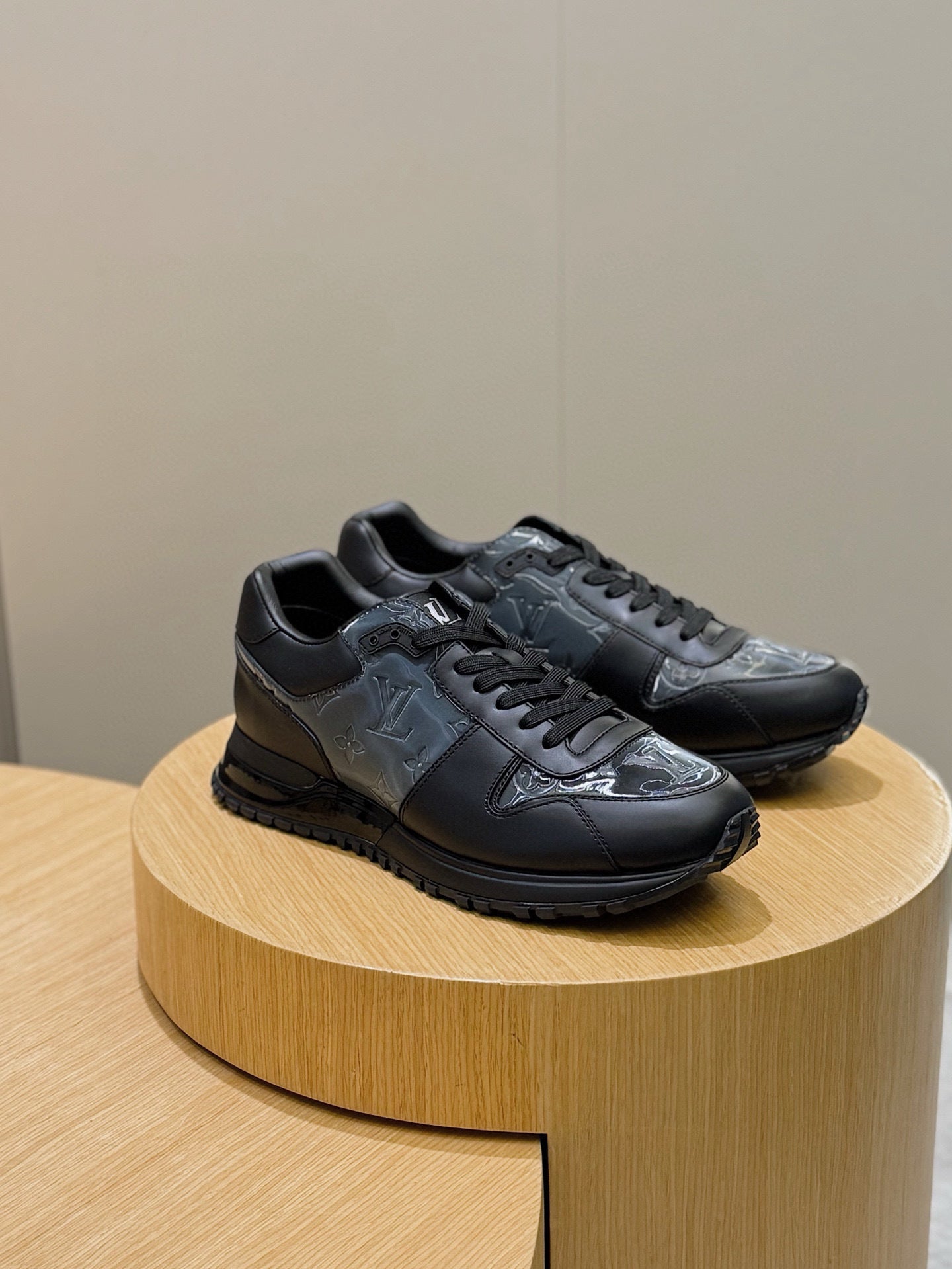 BLACK MONOGRAM PANEL SNEAKERS