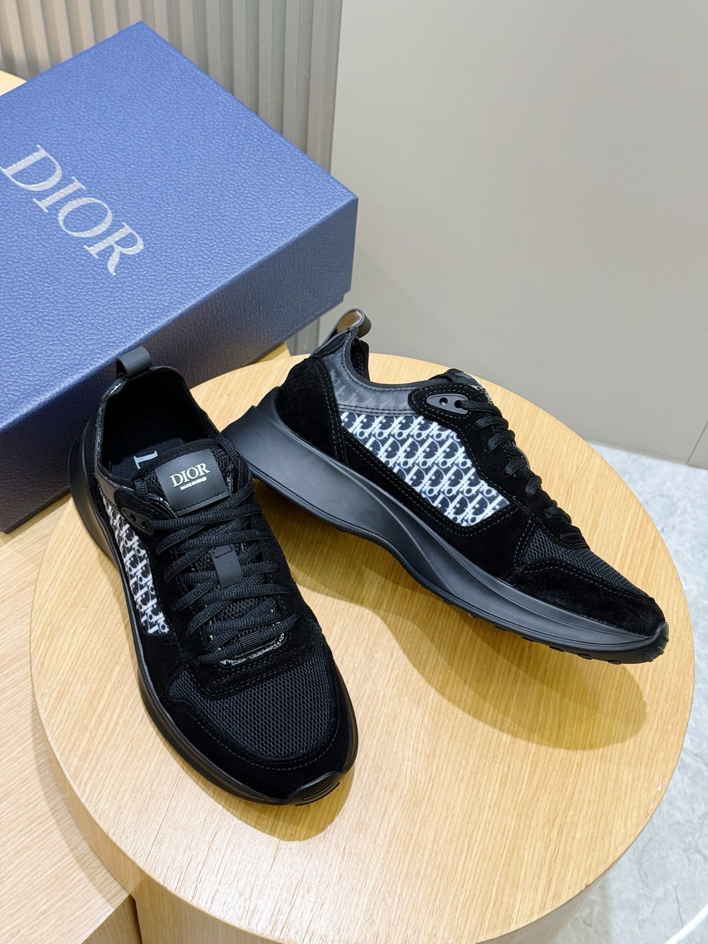 BLACK MONOGRAM PANEL SPORT SNEAKERS