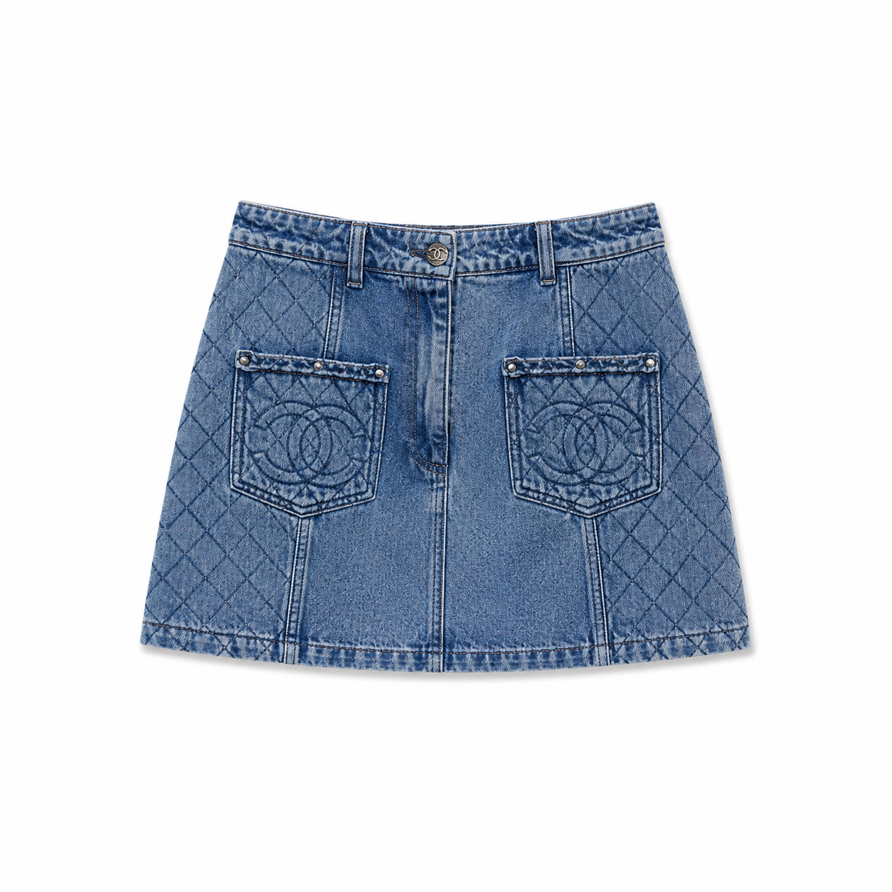 QUILTED DENIM SKIRT