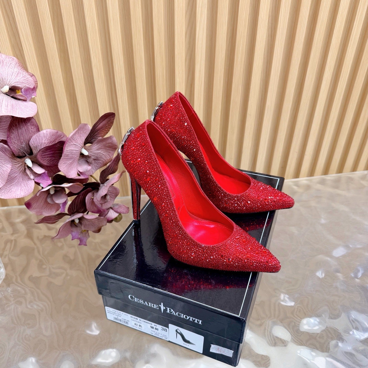 RUBY CRYSTAL DAGGER HEELS – RED LUXE EDITION