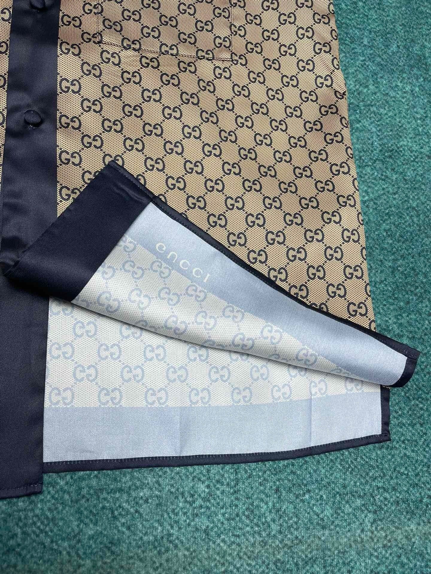 MONOGRAM PRINT SILK-STYLE SHIRT & SHORTS SET