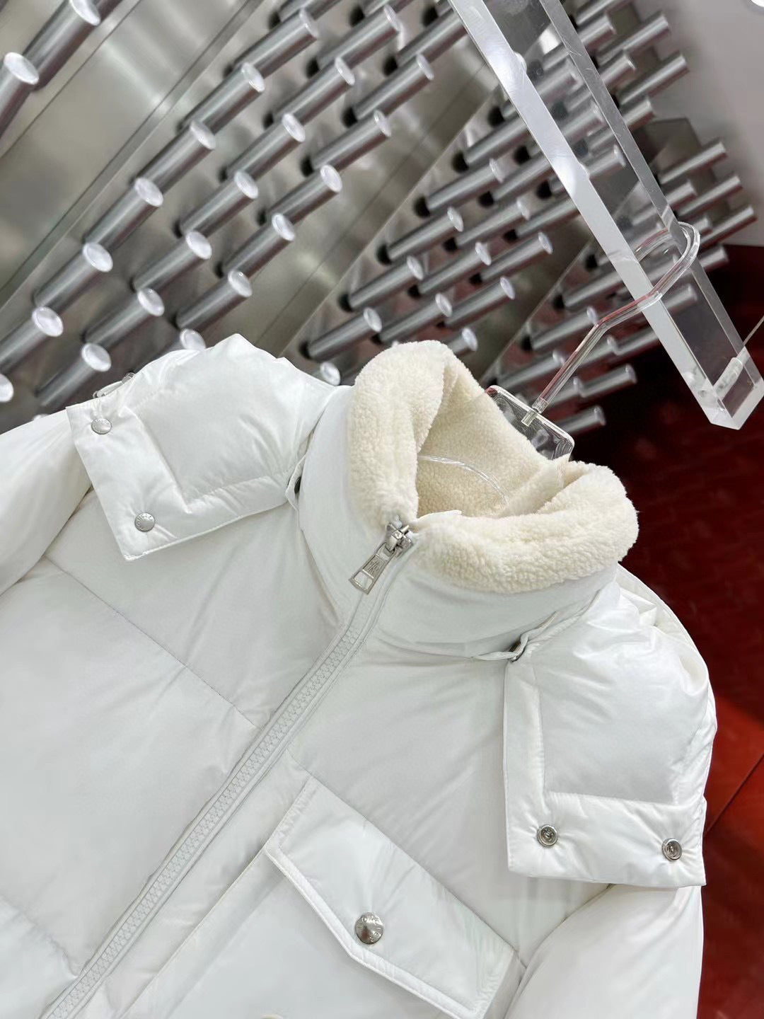 WHITE PADDED HOODED WINTER JACKET
