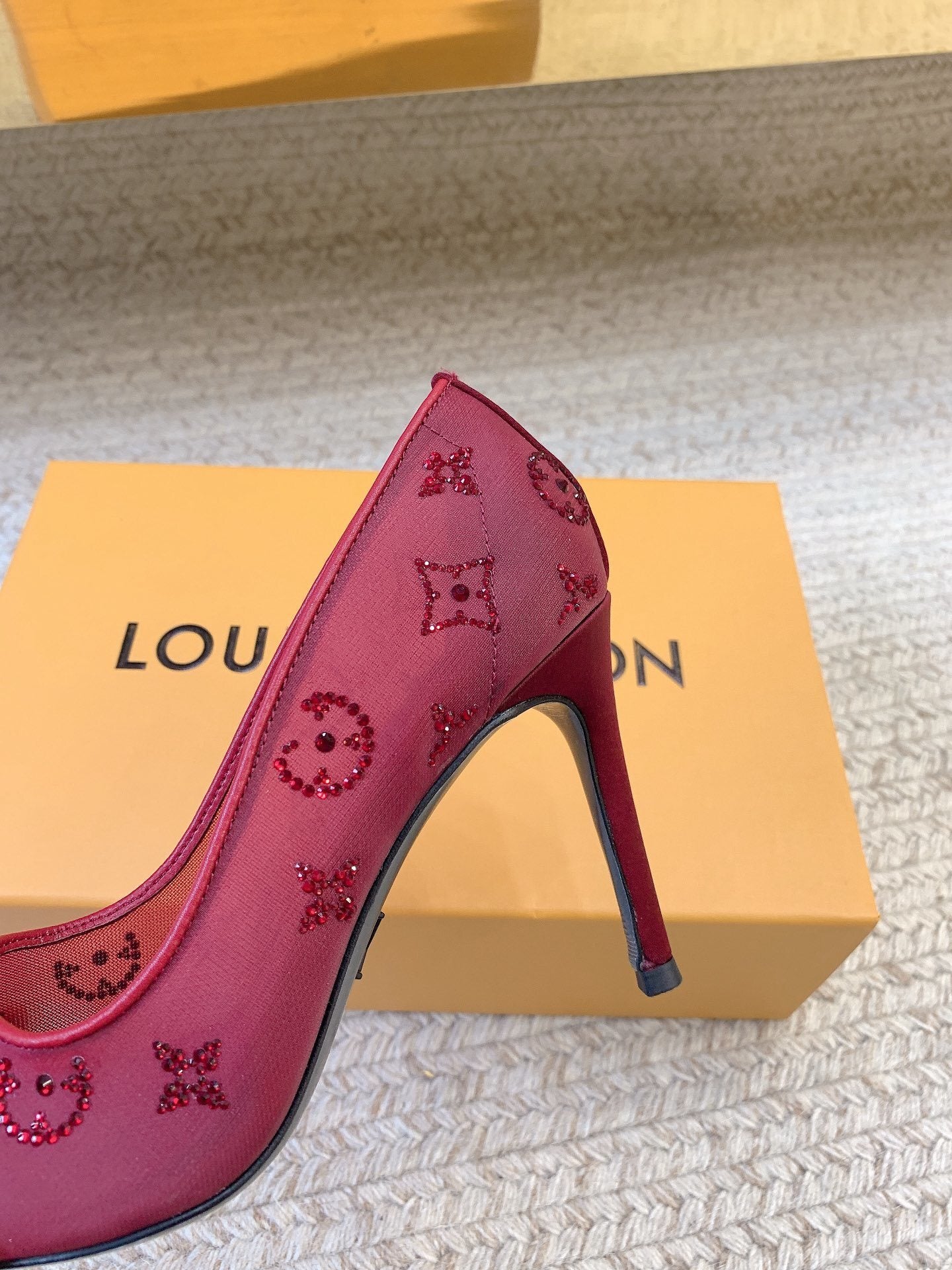 RED MONOGRAM EMBELLISHED POINTED HEELS