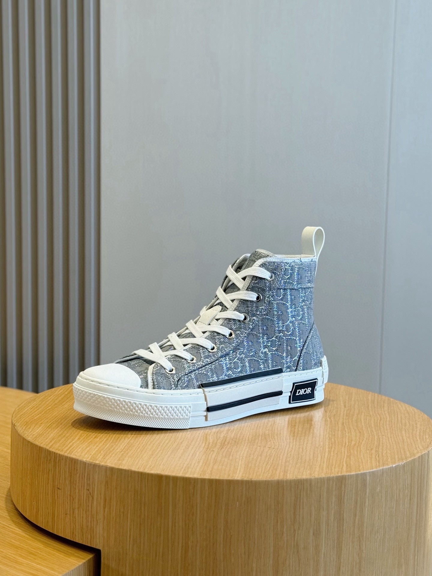 GREY MONOGRAM HIGH-TOP SNEAKERS