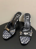 MONOGRAM CHAIN DETAIL MULE HEELS