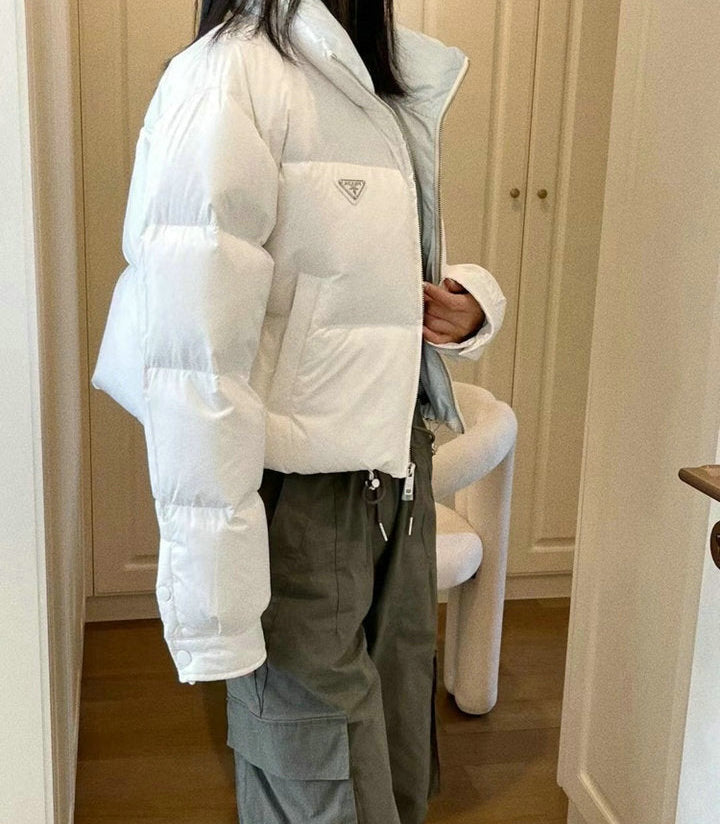 CROPPED STAND COLLAR PUFFER JACKET