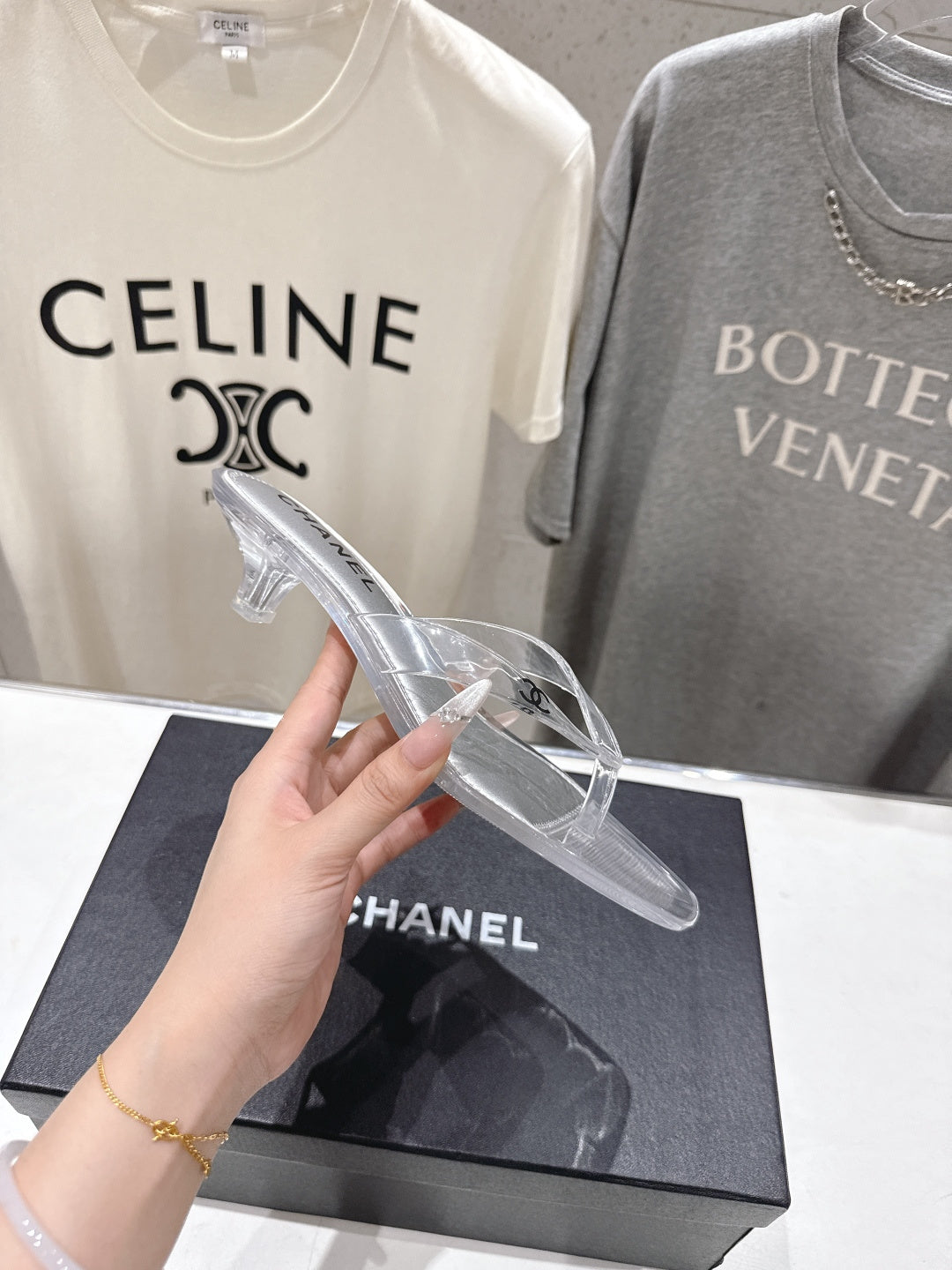 CLEAR MINIMALIST HEEL SANDALS