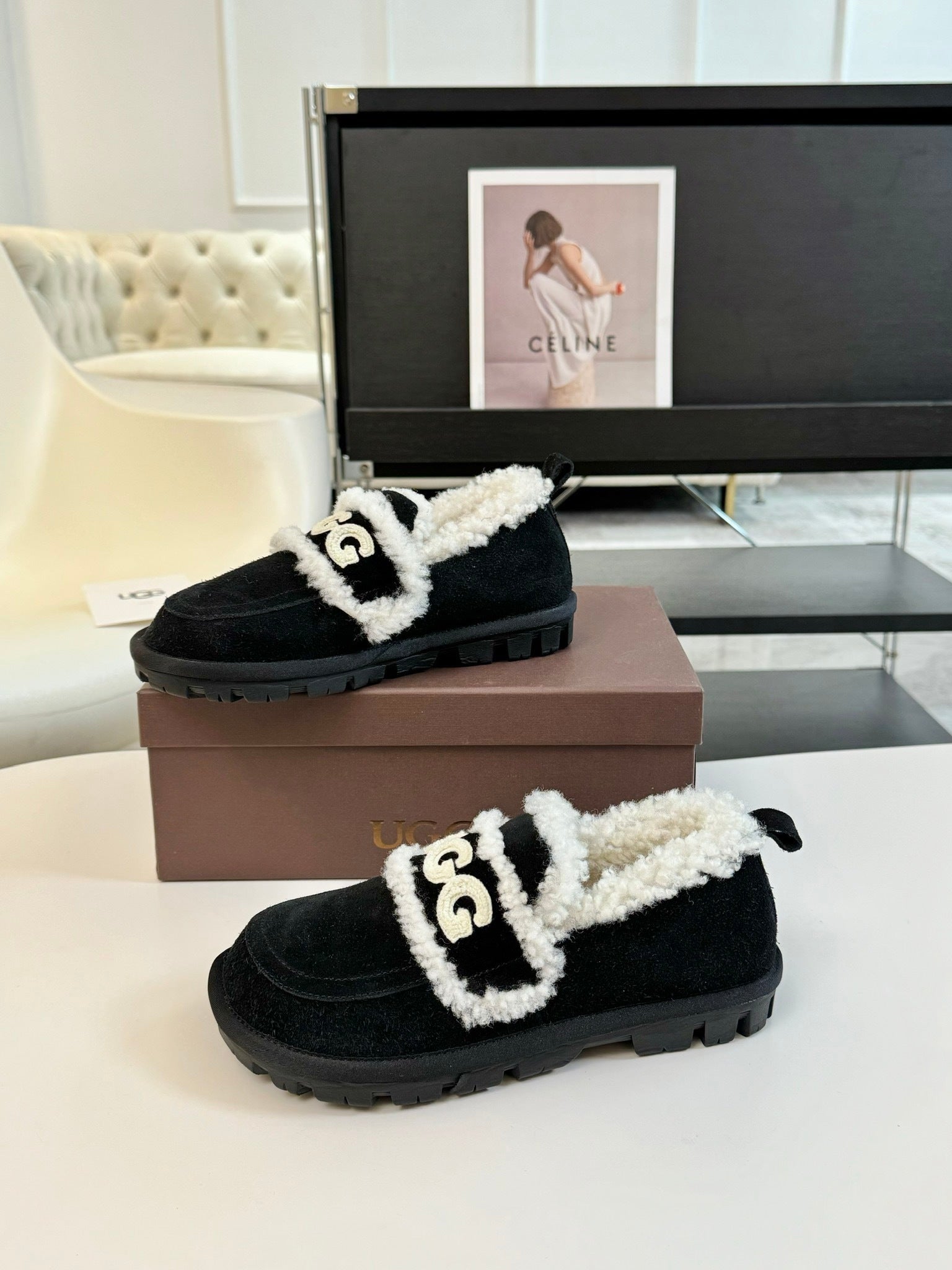 COZY SHEARLING PLATFORM SLIPPERS