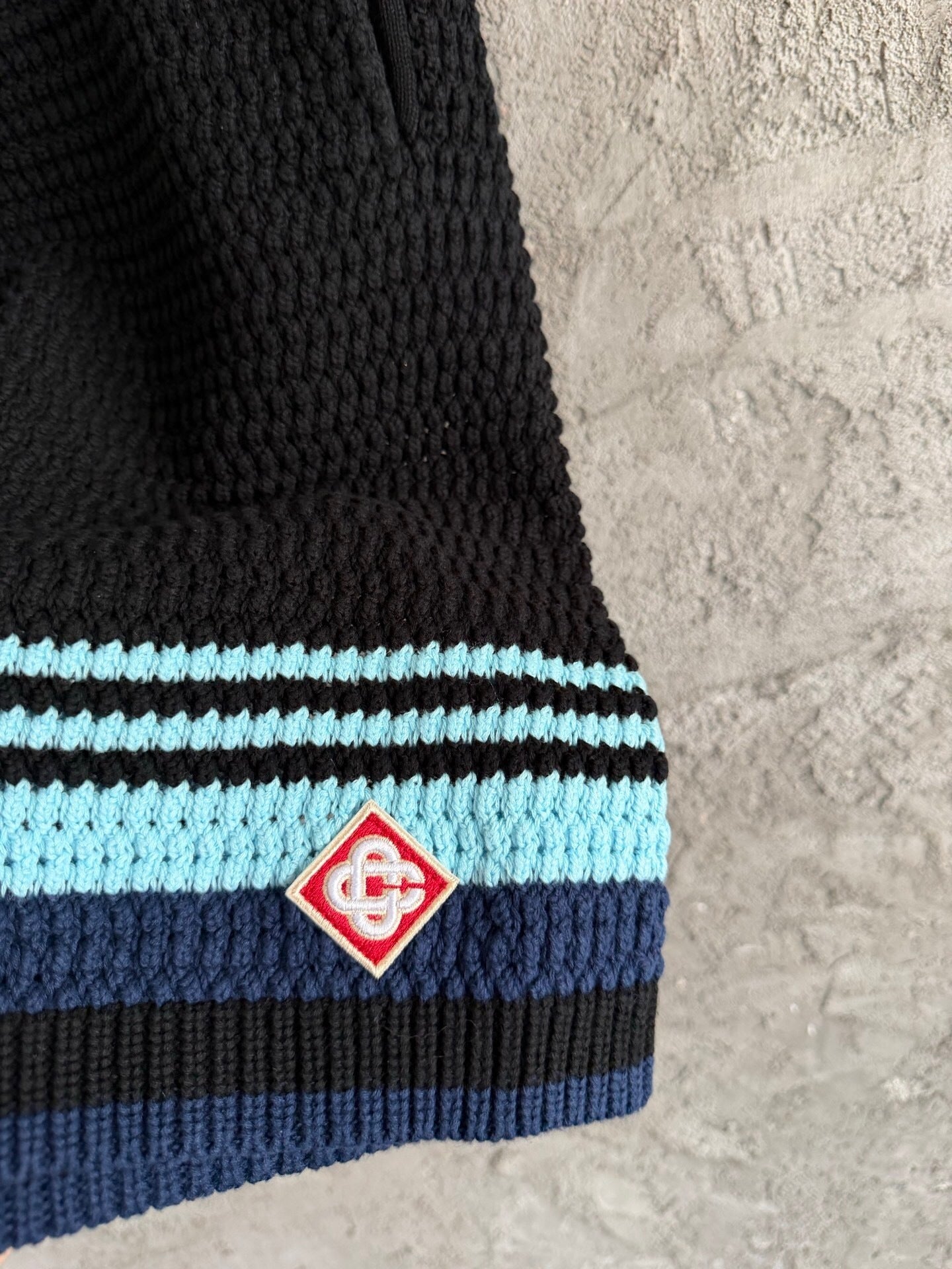 STRIPED TEXTURED KNIT SHORT SET