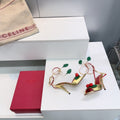CHERRY EMBELLISHED STRAPPY HEEL SANDALS – GOLD
