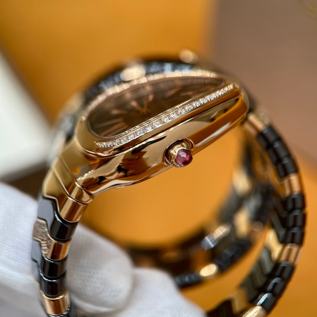 LUXURY SERPENT WATCH – GOLD & BLACK EDITION