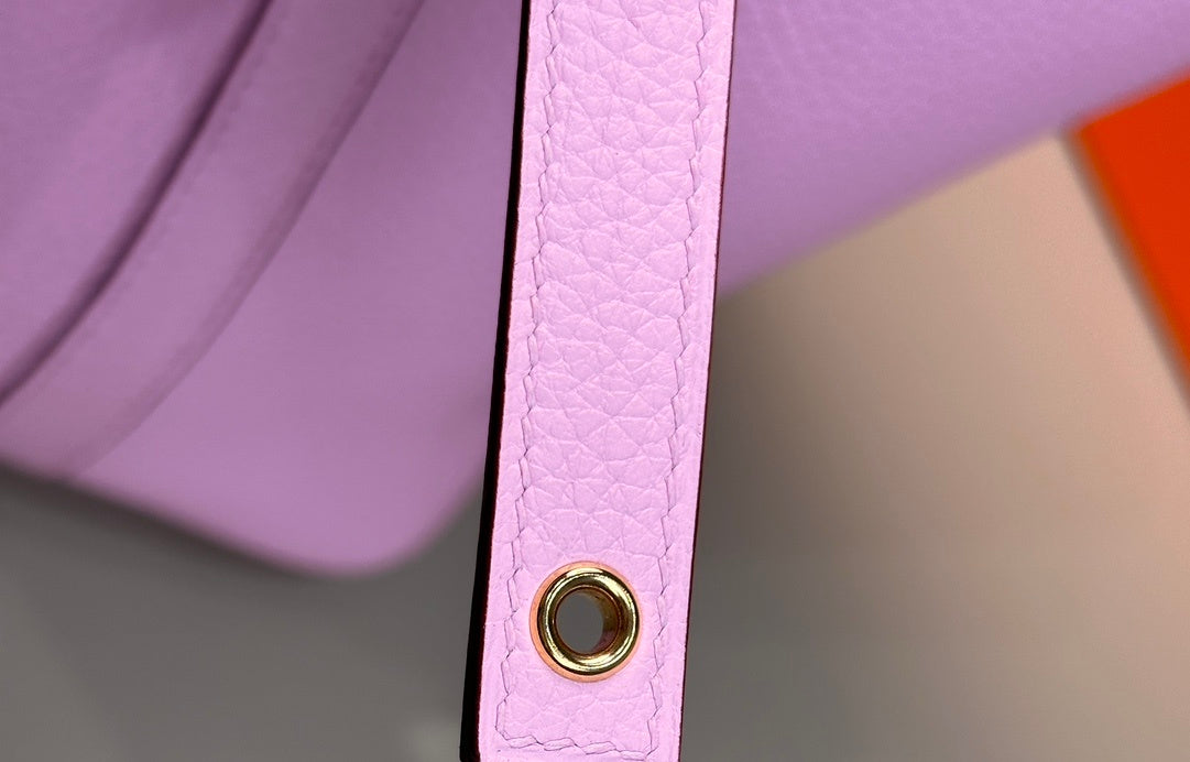 PASTEL PINK MINI PICOTIN STYLE TOP HANDLE BUCKET HANDBAG