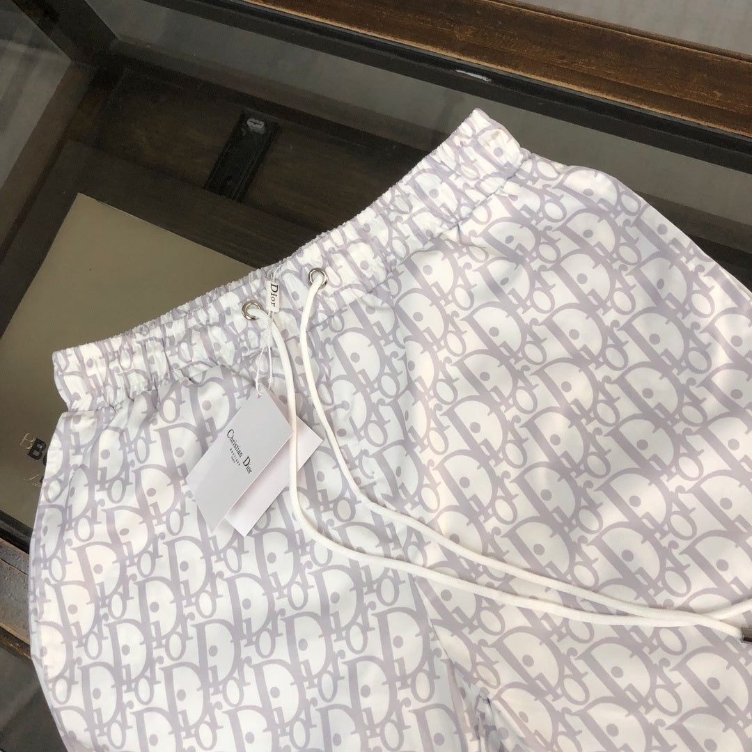 MONOGRAM SWIM SHORTS – LIGHT GREY & WHITE