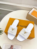 WOVEN STRAP MONOGRAM DETAIL SLIDE SANDALS – WHITE
