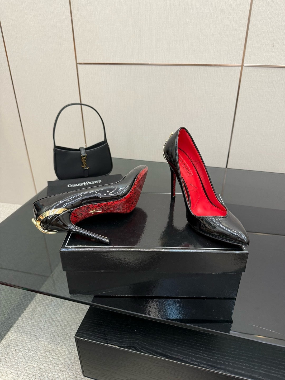 PATENT BLACK DAGGER PUMPS – LUXURY STILETTO EDITION