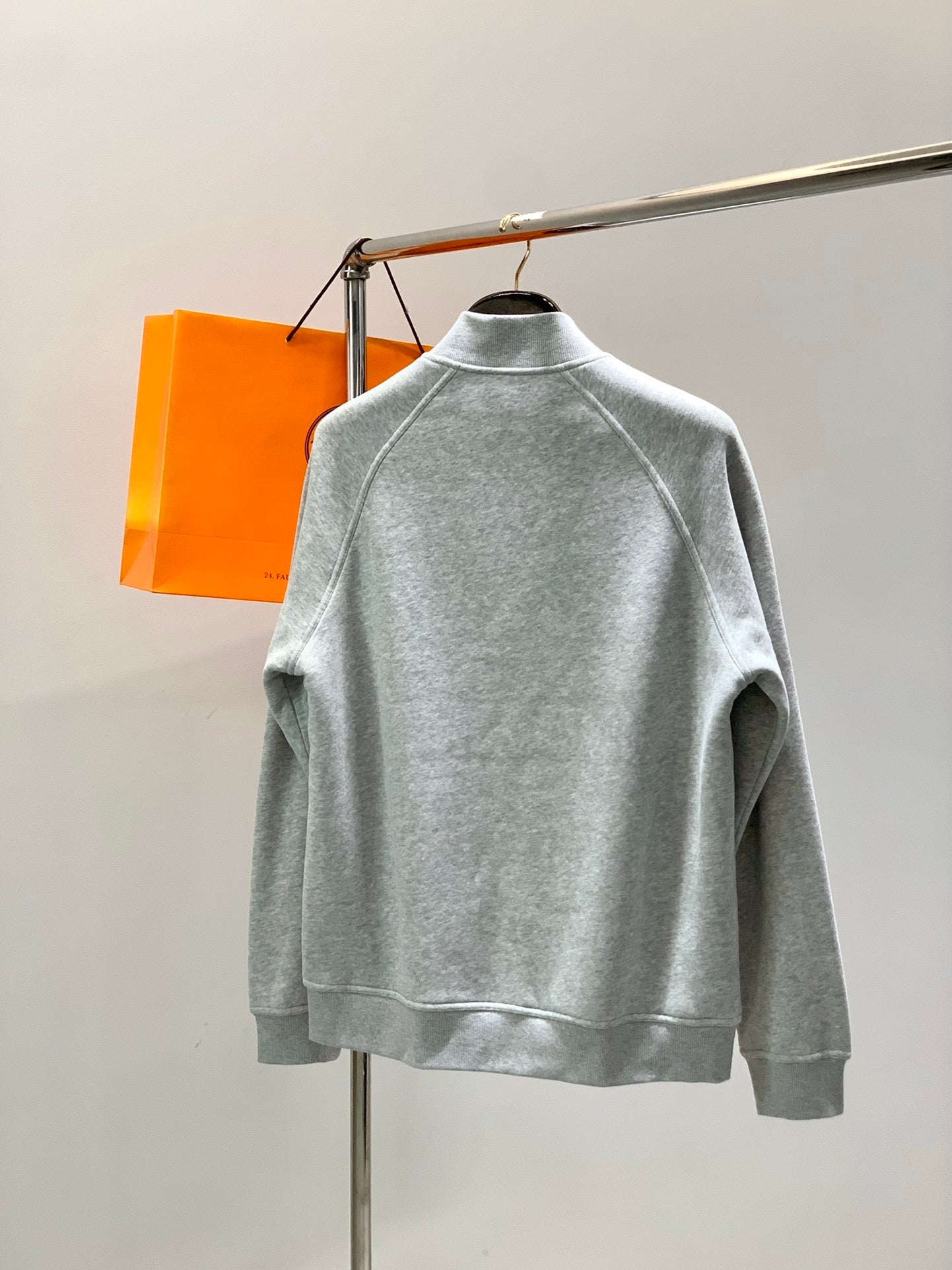 LIGHT GREY BUTTON FRONT SWEAT JACKET WITH ZIP POCKETS