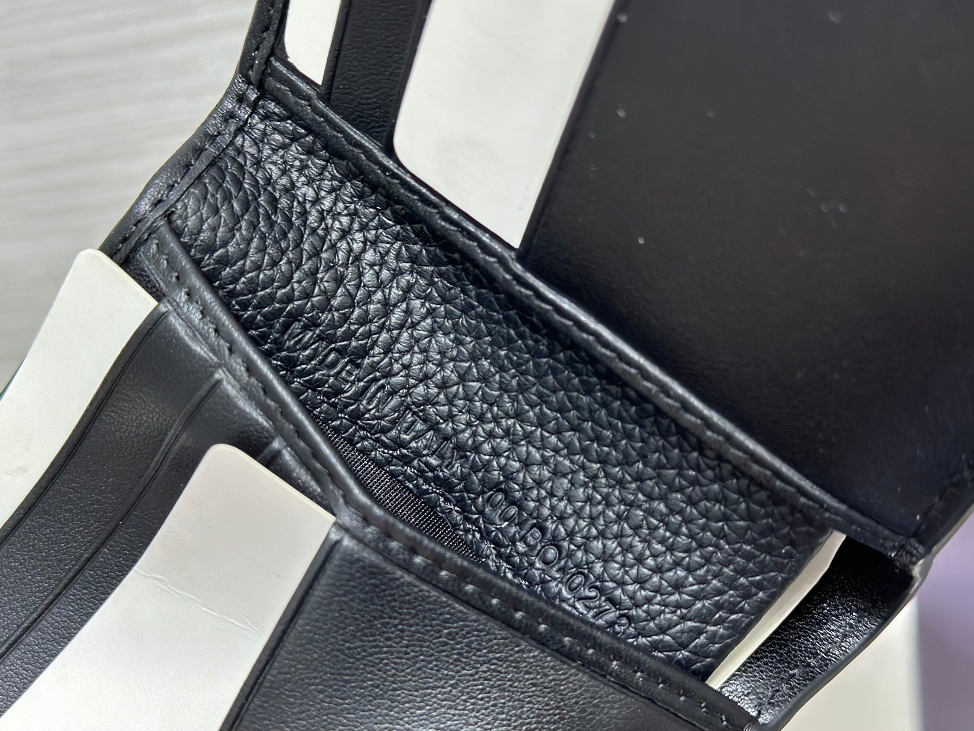 BLACK LEATHER AND CANVAS BIFOLD WALLET WITH TEXTURED MONOGRAM