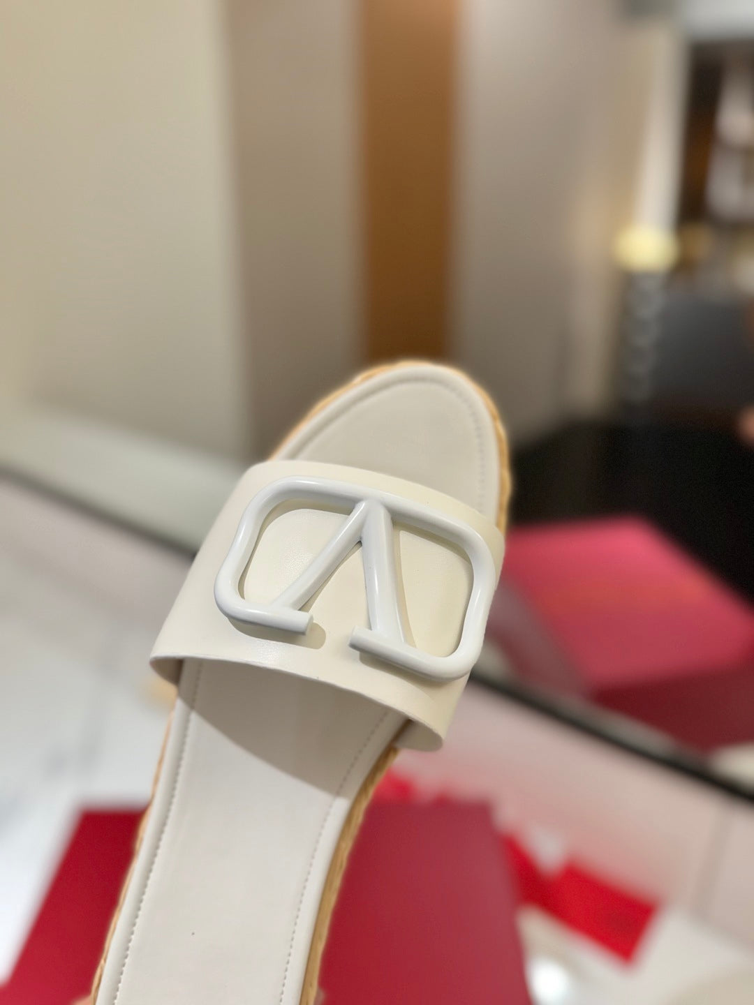 PLATFORM SLIDE SANDALS – WHITE WITH BRAIDED SOLE