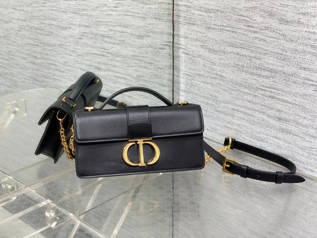 BLACK LEATHER MINI TOP-HANDLE BELT BAG