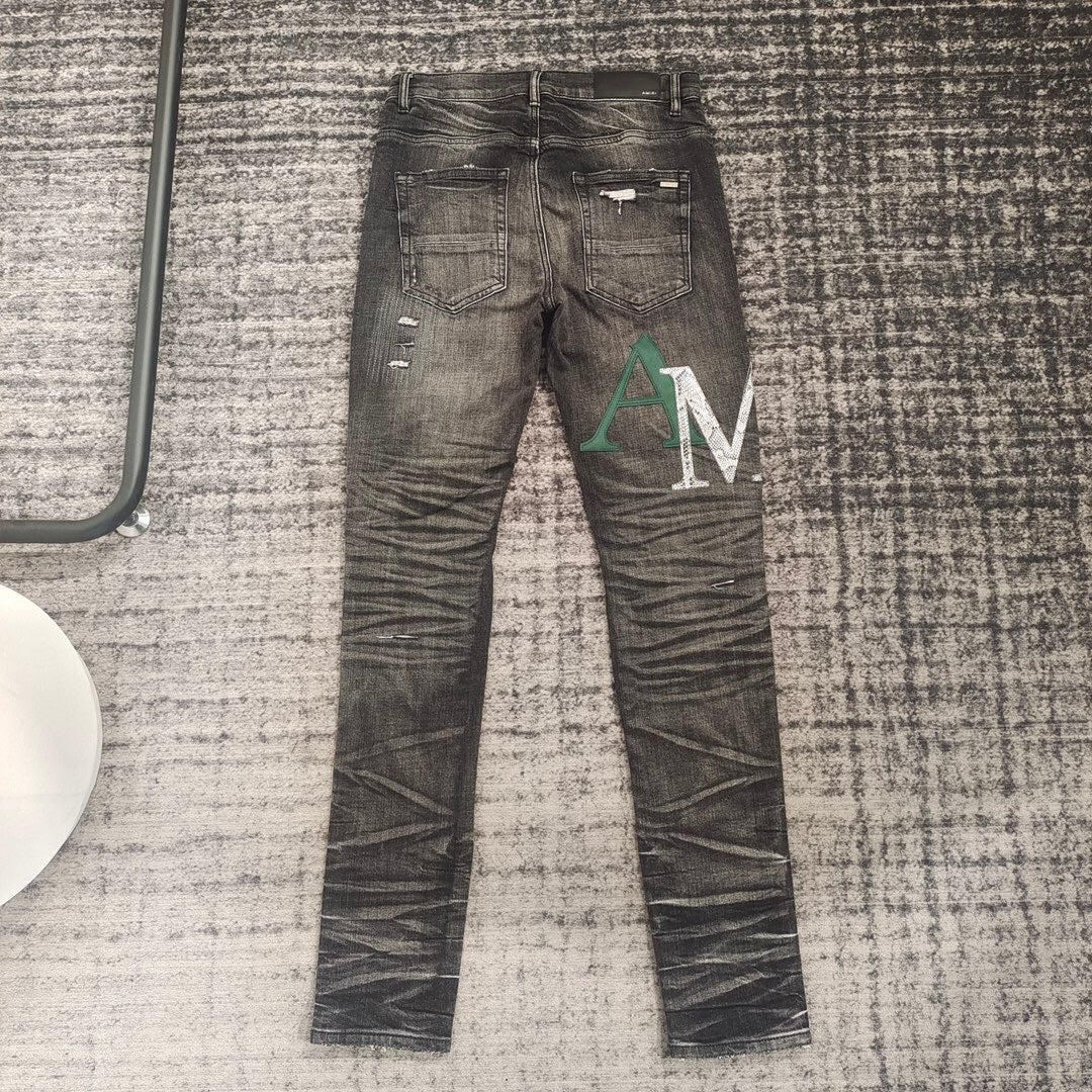 HEAVY DISTRESSED PATCHWORK SKINNY JEANS