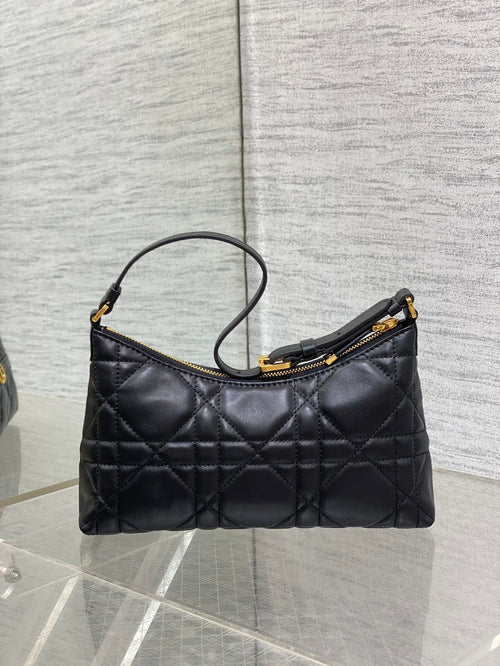 BLACK QUILTED LEATHER TOP-HANDLE BAG