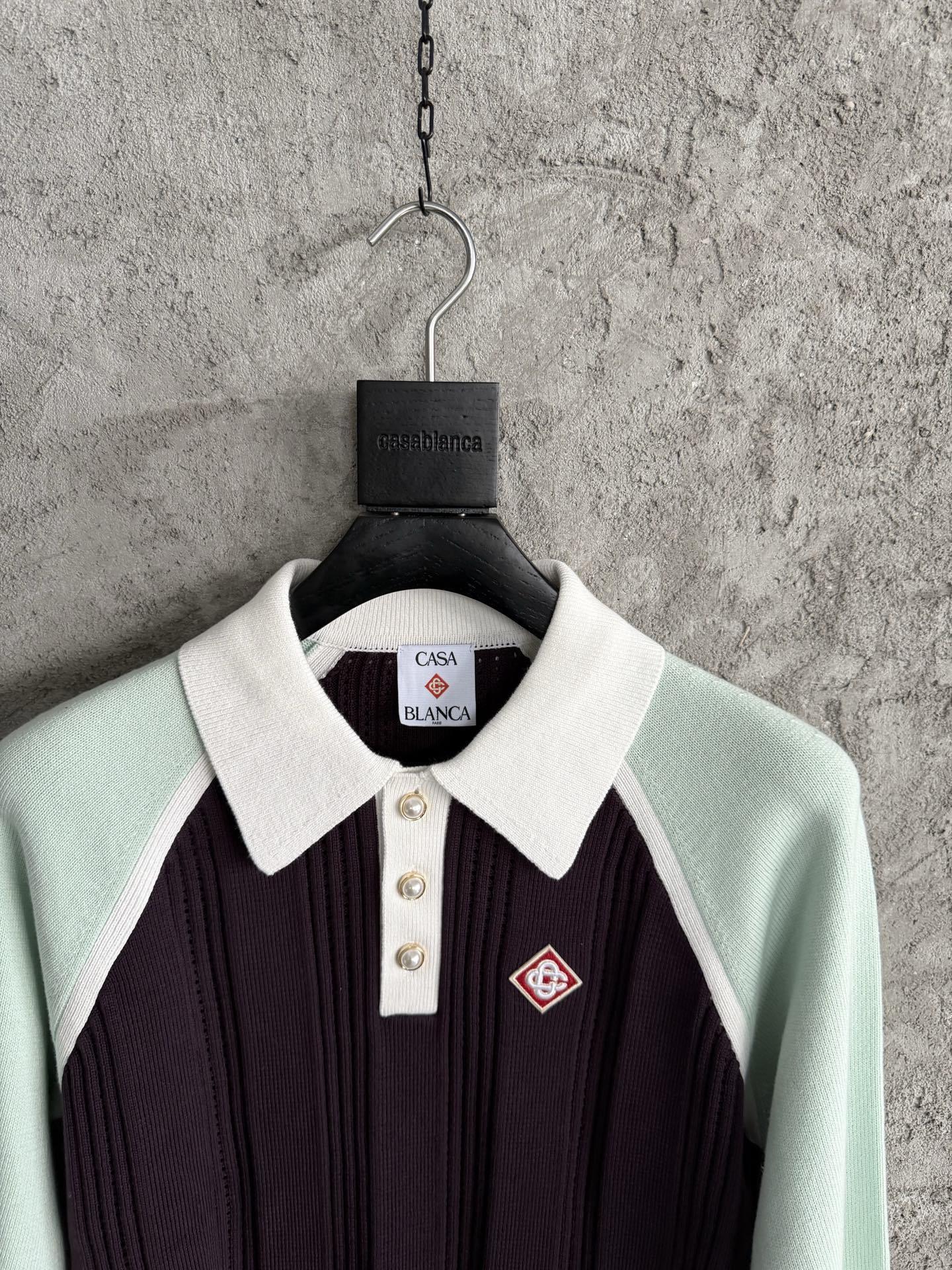 COLORBLOCK RIBBED KNIT LONG-SLEEVE POLO