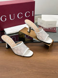 WHITE CRYSTAL PATTERN HEEL SLIDES