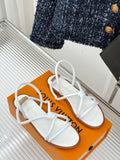 MINIMAL KNOT STRAP FLAT SANDALS – WHITE