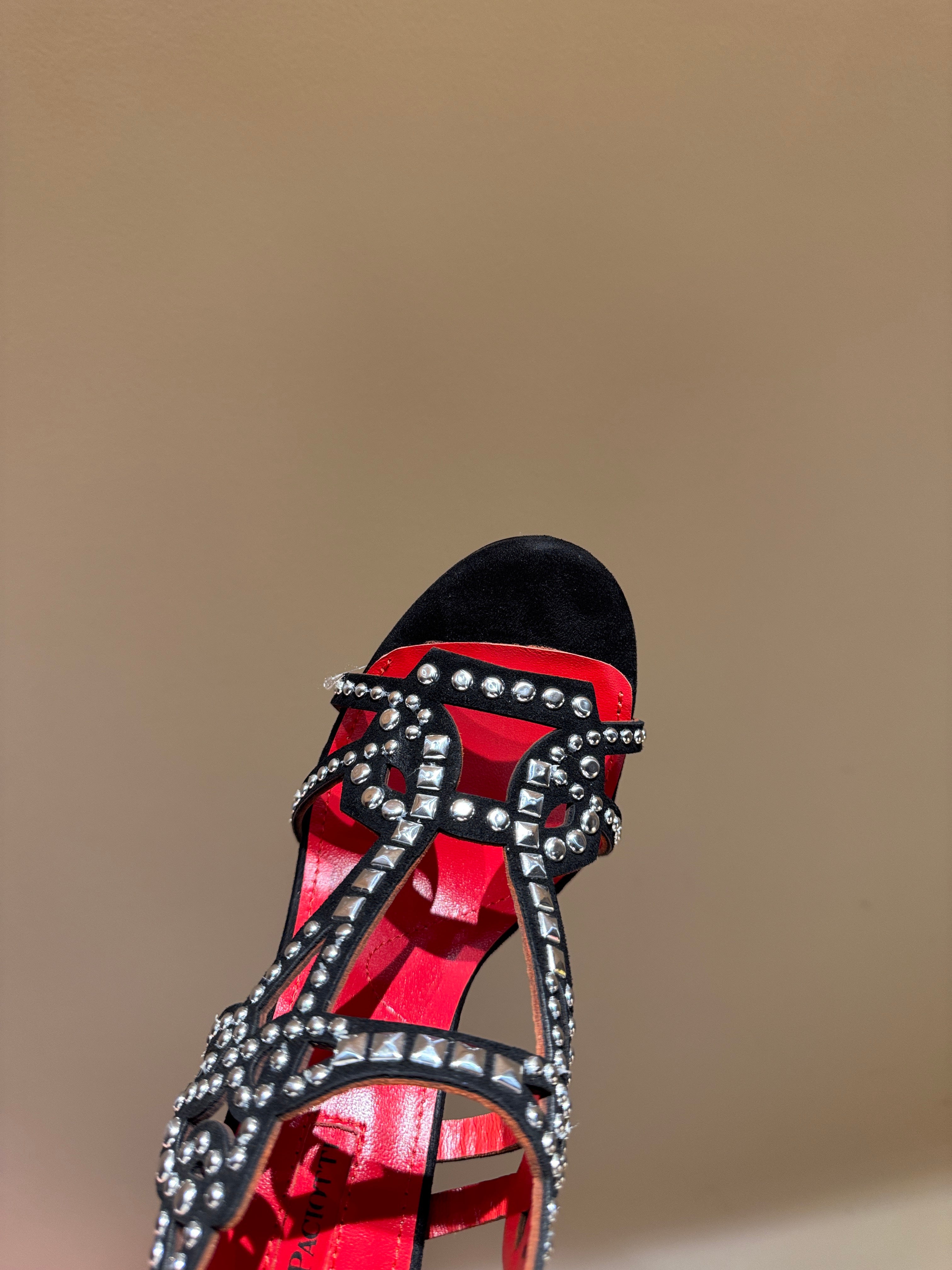 RHINESTONE STRAPPY HEELS – BLACK GLAMOUR EDITION