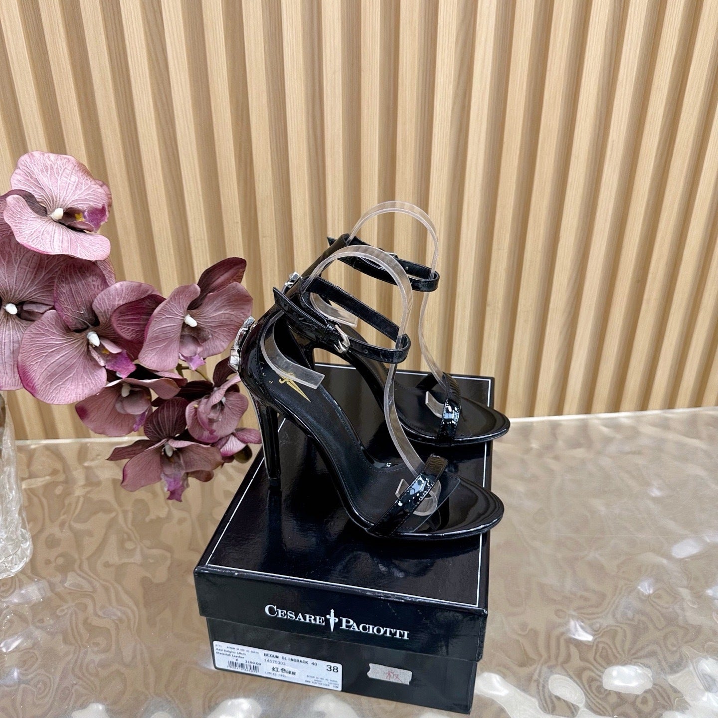 PATENT BLACK STILETTO SANDALS – CLASSIC GLAM EDITION