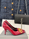 RED PATENT LEATHER POINTED HEELS
