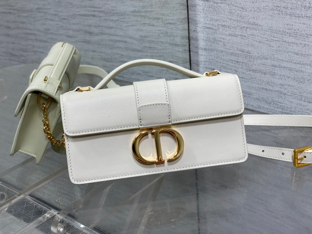 WHITE LEATHER MINI TOP-HANDLE BELT BAG