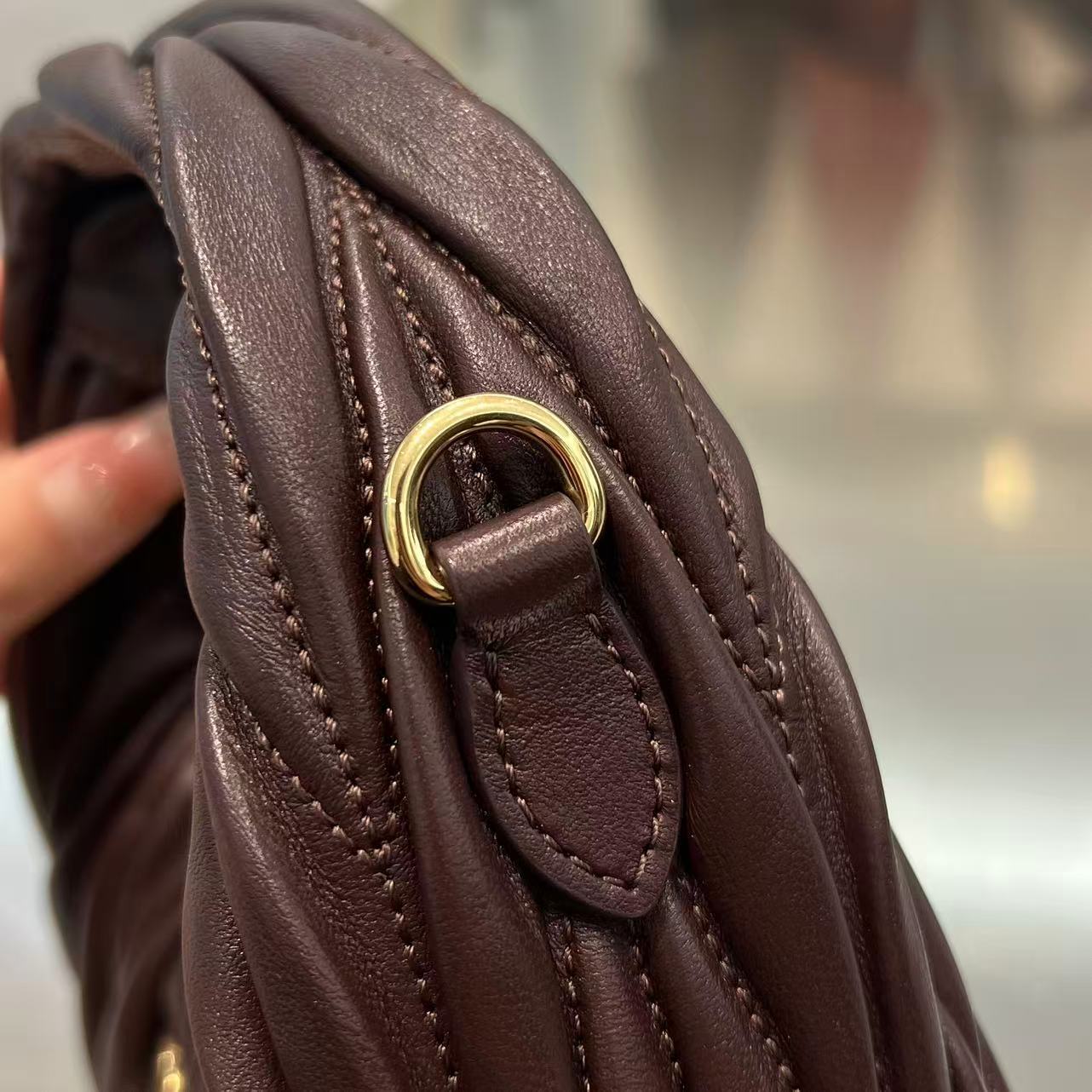 DARK CHOCOLATE MATELASSÉ MINI HOBO BAG