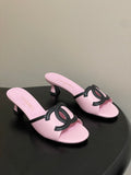 PINK LOW HEEL MULE SANDALS