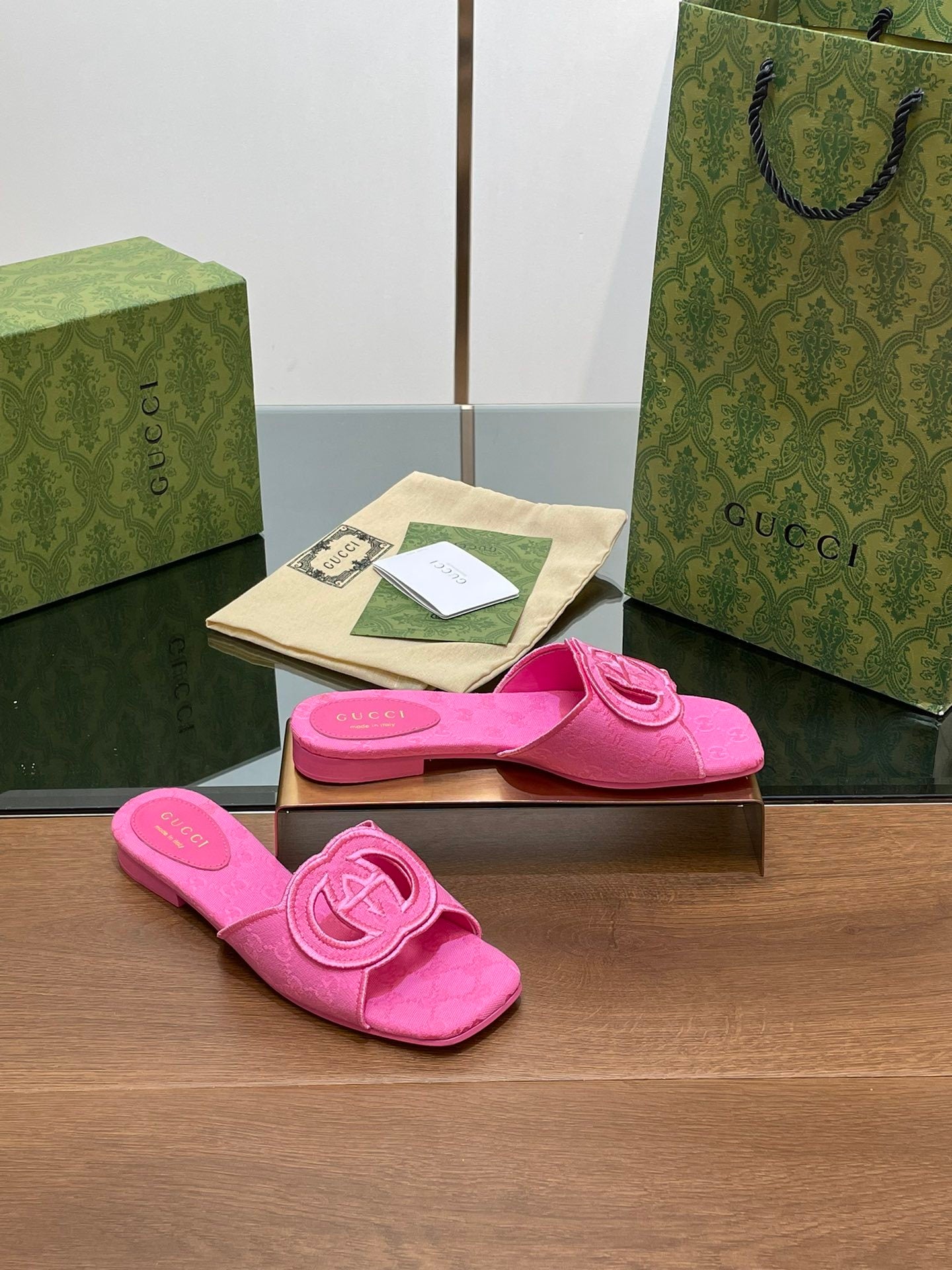 PINK EMBOSSED LOGO SLIDES