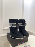 BLACK PADDED LACE-UP WINTER BOOTS