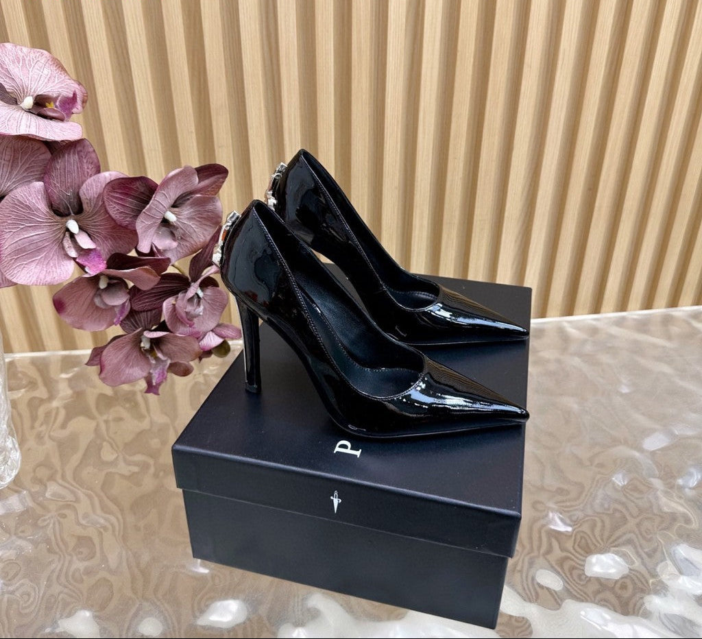 PATENT LEATHER POINTED-TOE STILETTO PUMPS – CLASSIC BLACK EDITION